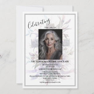 Lavender life of Photo Funeral Invitation