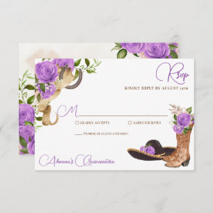 Lavender Light Purple Charro Western Quinceanera RSVP Card