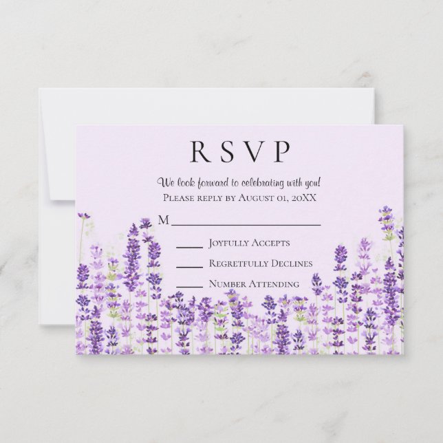 Lavender Light Purple Flowers Watercolor RSVP (Front)