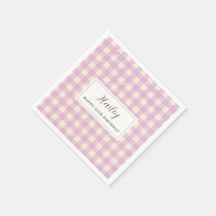 Lavender light purple gingham plaid Paper Napkin 