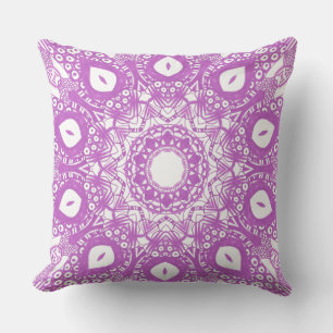 Lavender Light Purple Kaleidoscope Mandala Pillows
