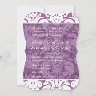 Lavender Lilac Damask Wedding Invitation