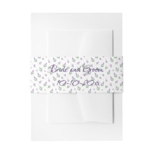 Lavender Lilac Floral Arch Wedding Invitation Belly Band