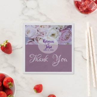 Lavender Lilac Floral Rose  Wedding Napkin