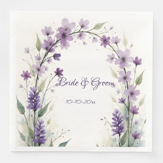 Lavender Lilac Floral Wedding Napkin (Front)