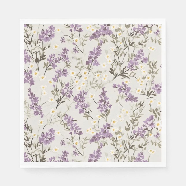 Lavender Lilac Flower Design Napkin (Front)