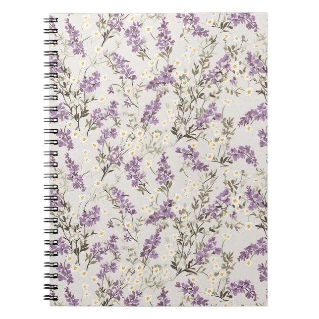 Lavender Lilac Flower Design Notebook (Front)