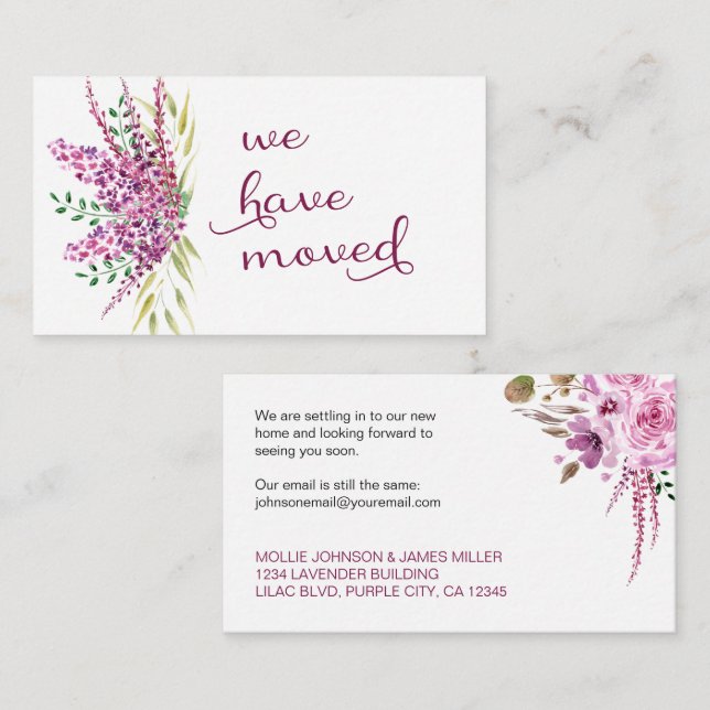 Lavender Lilac Flowers We Have Moved Insert Card (Front/Back)