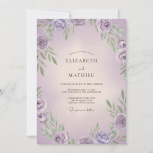 Lavender Lilac Leafy Wedding Invitation