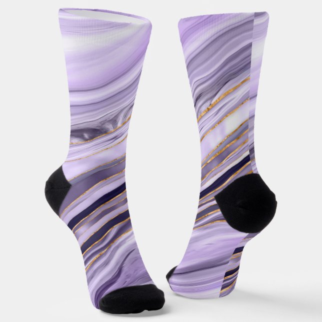 Lavender Lilac Marble flow Socks (Angled)