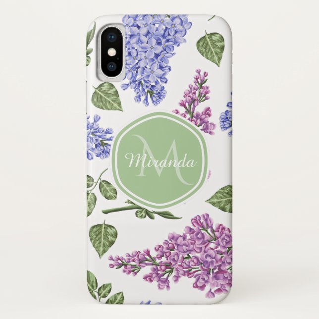 Lavender Lilac Monogram Case-Mate iPhone Case (Back)