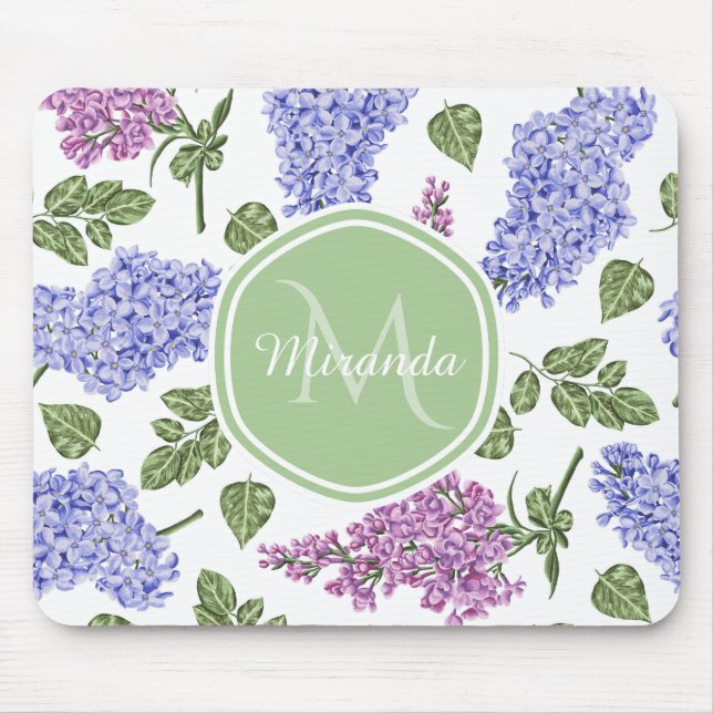 Lavender Lilac Monogram Mouse Pad (Front)