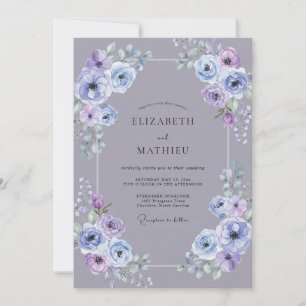 Lavender Lilac Peony Wedding Invitation