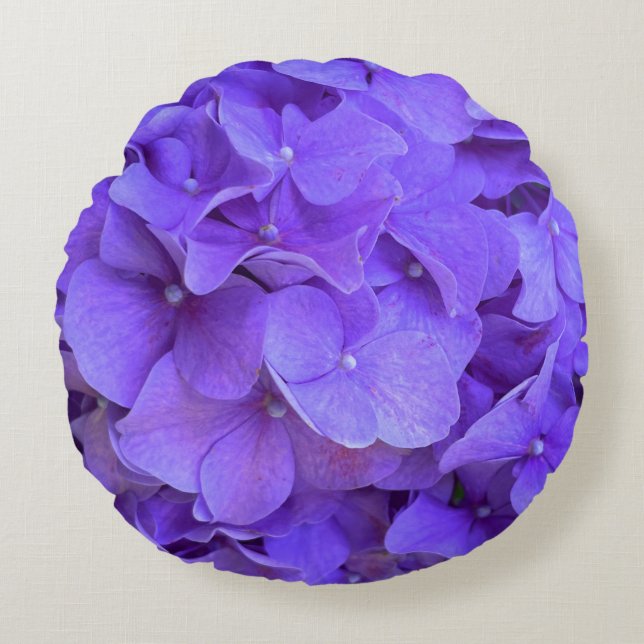 Lavender lilac purple Hydrangeas purple Flowers Round Cushion (Front)
