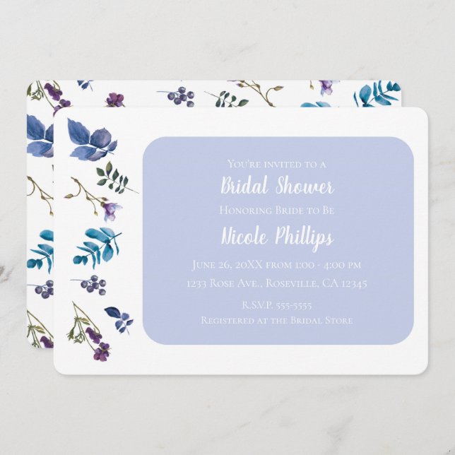 Lavender Lilac Purple Iris Spring Floral Chic Invitation (Front/Back)