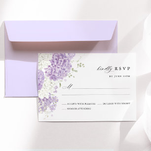 Lavender Lilac White Floral Watercolor Wedding RSVP Card