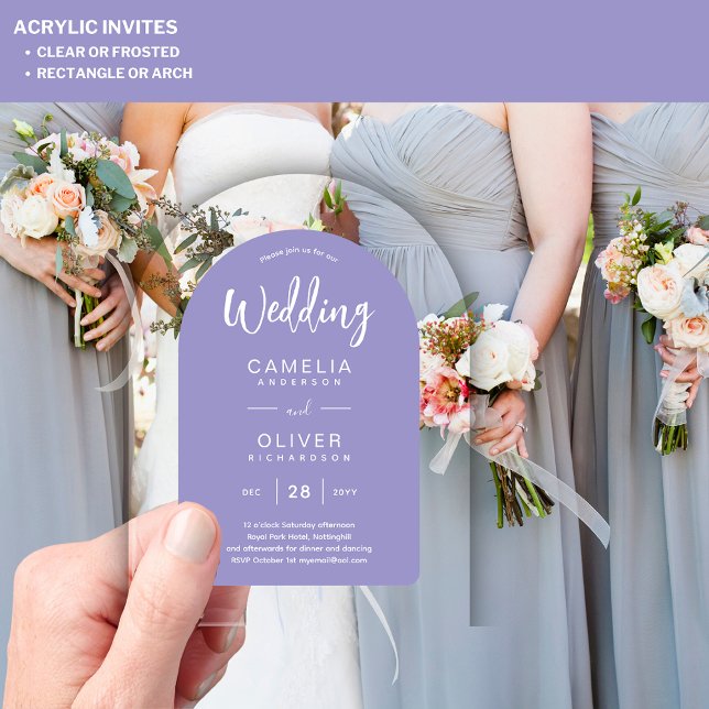 Lavender Lilac Zazzle Acrylic Wedding Invites  Invitations (Creator Uploaded)