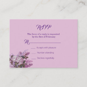 Lavender,Lilacs, Roses, Wedding RSVP Card