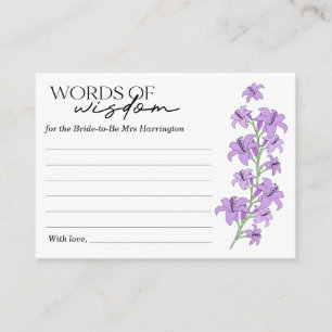 Lavender Lily Bridal Shower Words of Wisdom Card
