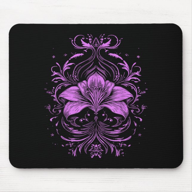 Lavender Lily Purple Wildflower Gothic Dark Design Mouse Pad (Front)