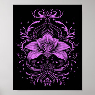 Lavender Lily Purple Wildflower Gothic Dark Design Poster