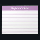 Lavender Lined 11 x 8.5 Landscape Personalised Notepad<br><div class="desc">Lavender Lined 11 x 8.5 Landscape Personalised Notepad These customisable notepads are simple for every day use or sending a formal note to someone from your home office or desk. You can also choose a variety of colours from our shop for your home office needs. Personalise these notepads with your...</div>