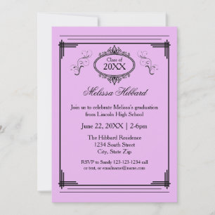 Lavender Lined Frame - Graduation Announcement