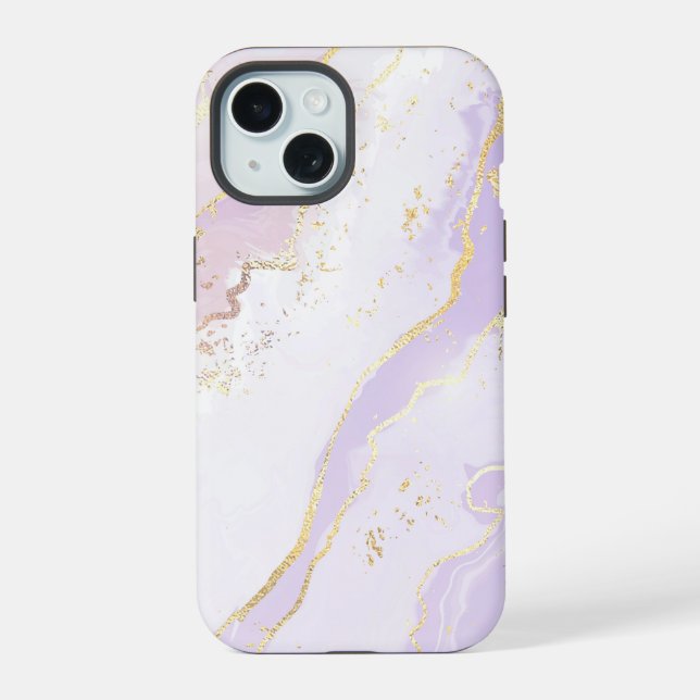 Lavender Liquid Marble iPhone 15 Case (Back)