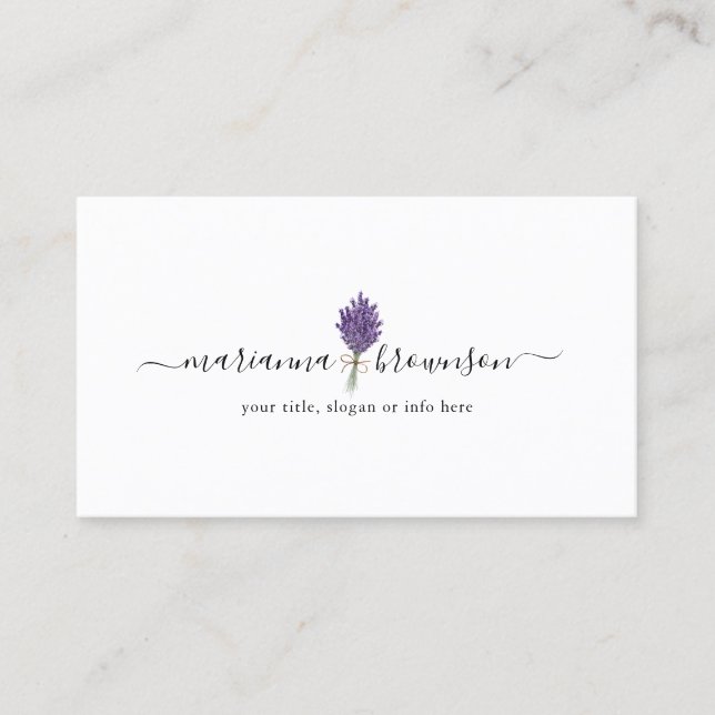 Lavender Logo Clean Business Card (Front)