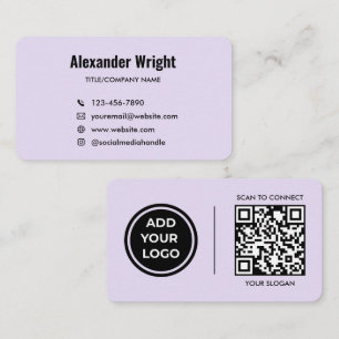 Lavender Logo Scan Code Contact Business Card
