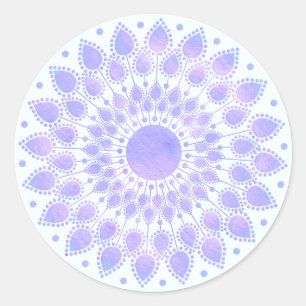 Lavender Lotus Floral Mandala Classic Round Sticker
