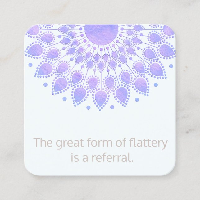 Lavender Lotus Flower Mandala Customer Referral Card (Front)