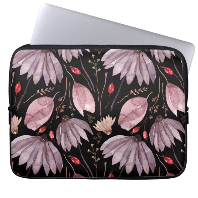 Lavender Lotus Flowers Laptop Electronics Sleeve (Front)