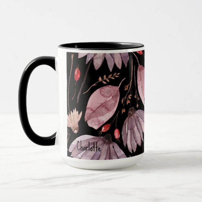 Lavender Lotus Flowers Mug (Left)