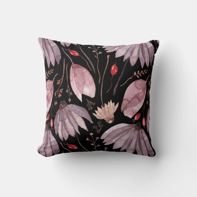 Lavender Lotus Flowers Throw Pillow (Front)