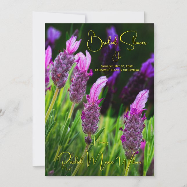 Lavender, Love & Devotion Yellow, Bridal Shower, Invitation (Front)
