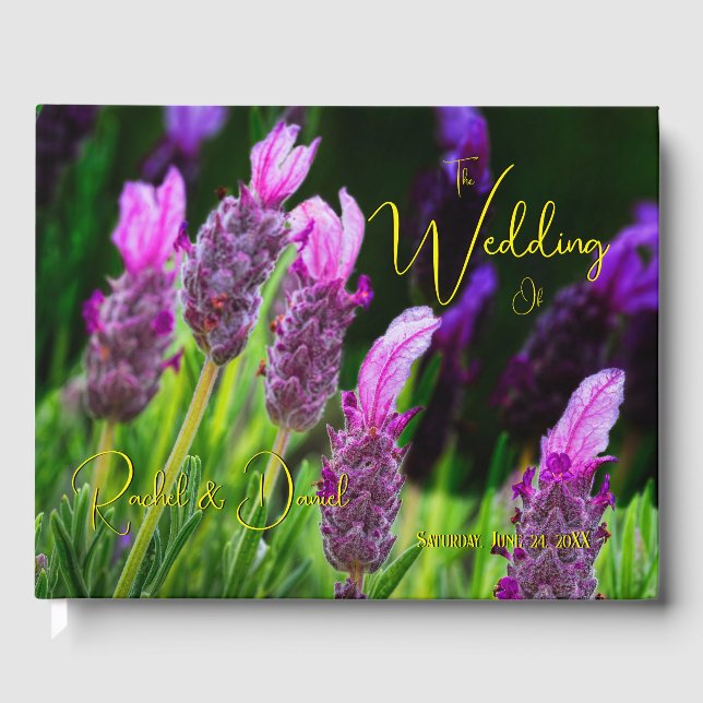 Lavender, Love & Devotion Yellow, Wedding Guest Book (Front)