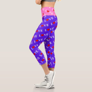 Lavender Love Heart Modern Chic Elegant Capri Leggings