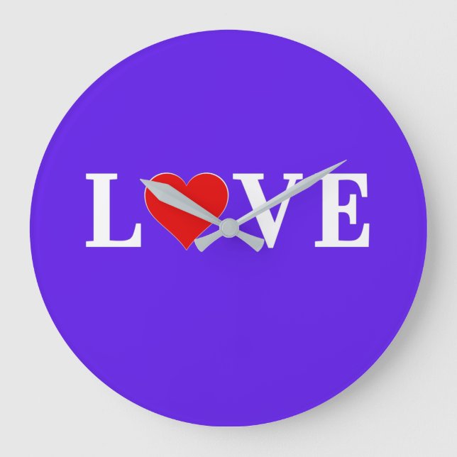 Lavender LOVE Modern Chic Elegant Large Clock (Front)