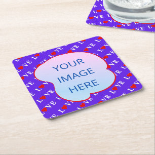 Lavender LOVE Modern Chic Square Paper Coaster