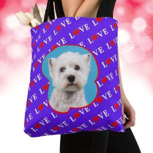Lavender LOVE Motif Personalized Custom Photo Tote Bag