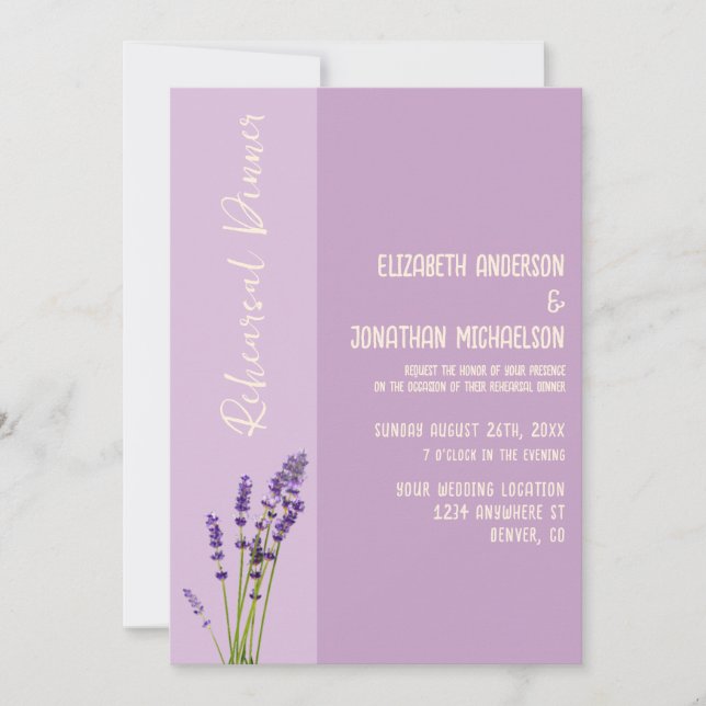 Lavender Love Rehearsal Dinner Invitation (Front)
