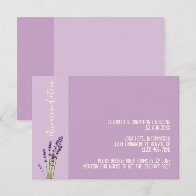 Lavender Love Wedding Accommodation Enclosure Card (Front/Back)