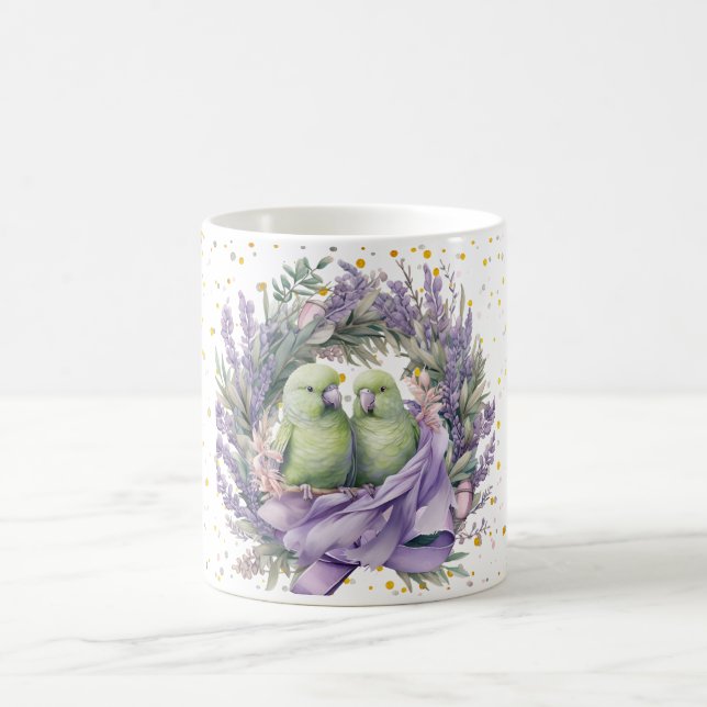Lavender Lovebirds Coffee Mug (Center)