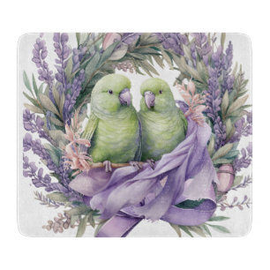 Lavender Lovebirds Cutting Board