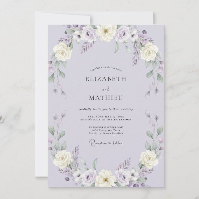 Lavender Lush Floral Wedding Invitation (Front)