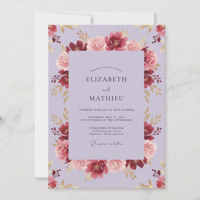Lavender Lush Romantic Wedding Invitation (Front)