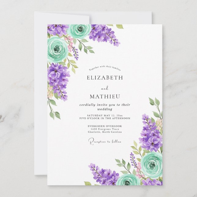 Lavender Lush Spring Wedding Invitation (Front)