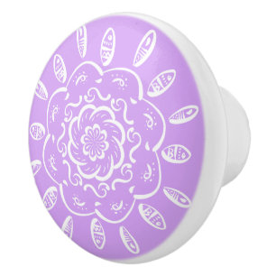 Lavender Mandala Ceramic Knob