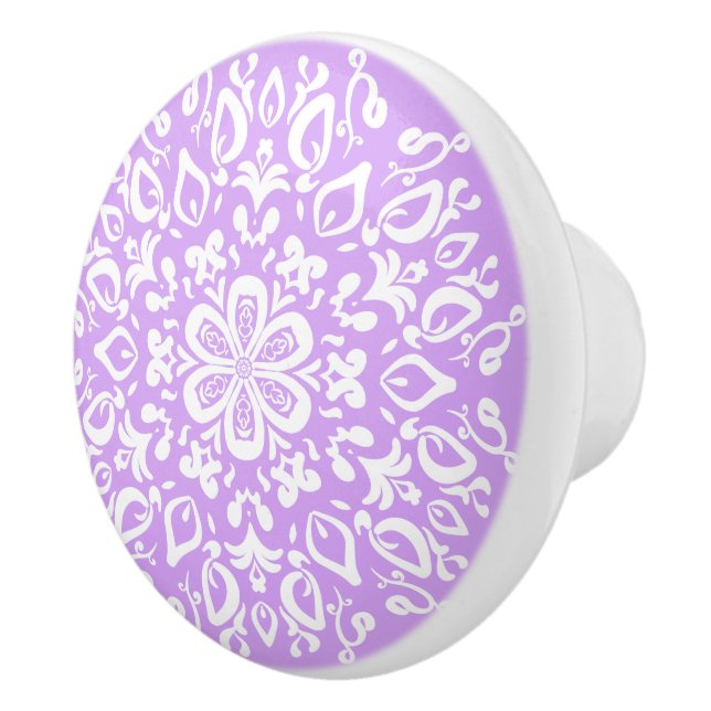 Lavender Mandala Ceramic Knob (Right)